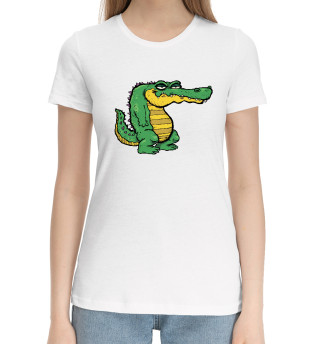 Хлопковая футболка для девочек Крокодил недовольный
