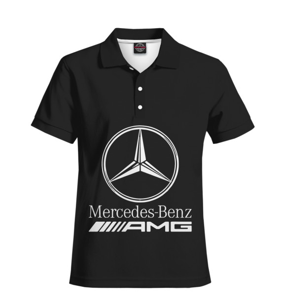 Мужское поло с изображением Mersedes-Benz AMG цвета Белый
