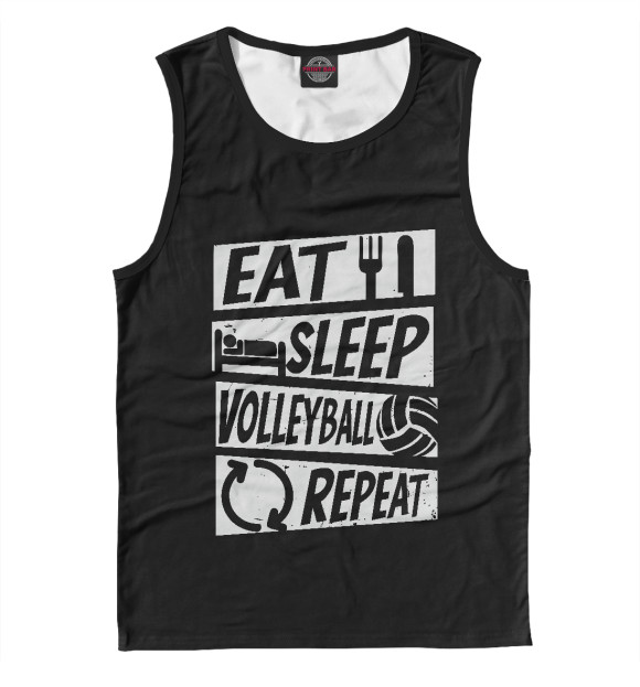 Майка для мальчика с изображением Eat, Sleep, Volleyball цвета Белый