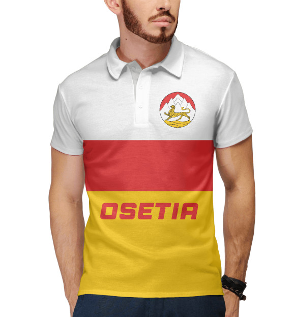 Мужское поло с изображением Северная Осетия Алания цвета Белый