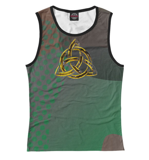 Майка для девочки с изображением Триглав оберег камуфляж-лес цвета Белый