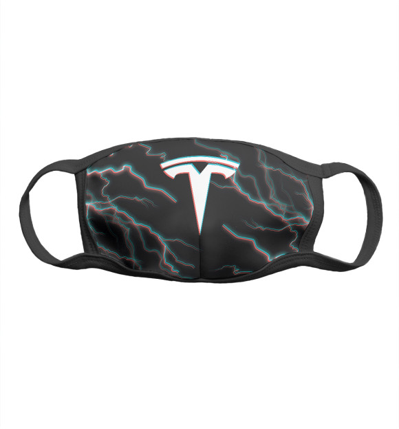 Маска тканевая с изображением Tesla цвета Белый