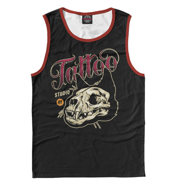 Мужская майка с изображением Тату Студия цвета Белый