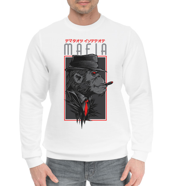 Мужской хлопковый свитшот с изображением Mafia цвета Белый