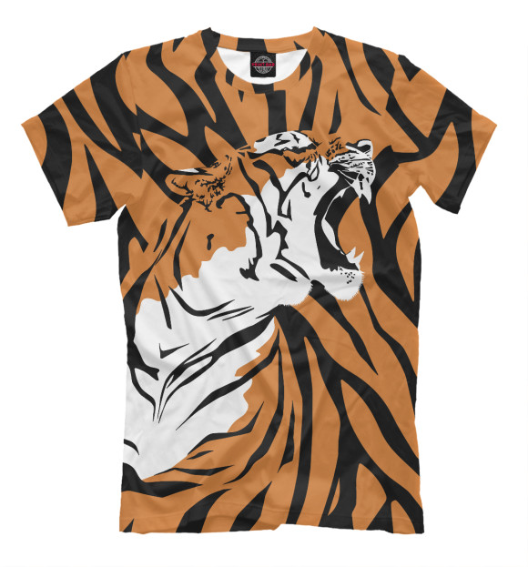 Мужская футболка с изображением Тигр цвета Белый