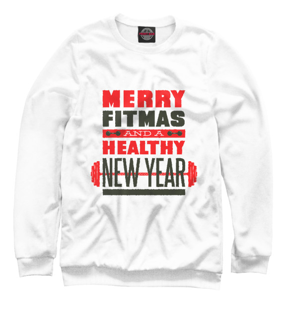 Свитшот для мальчиков с изображением Merry Fitmas цвета Белый