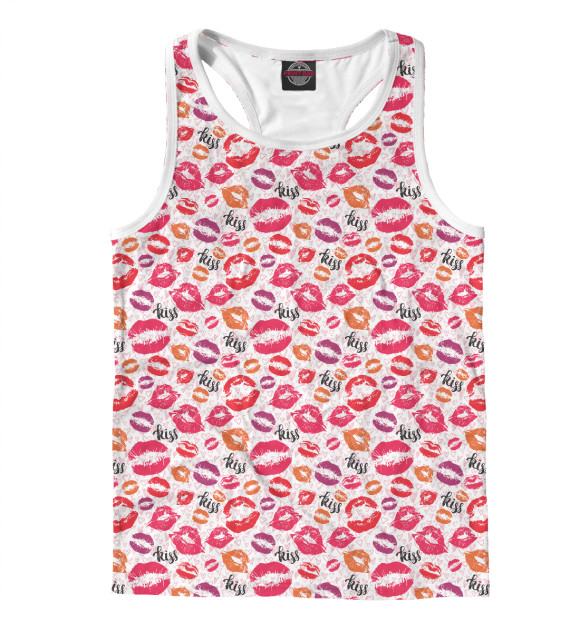 Мужская майка-борцовка с изображением Поцелуи цвета Белый