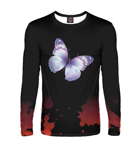 Мужской лонгслив с изображением Lavender Butterfly цвета Белый
