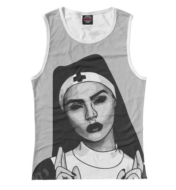 Женская майка с изображением Монашка цвета Белый