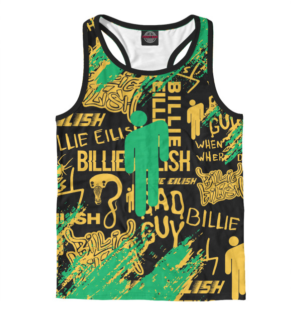 Мужская майка-борцовка с изображением Billie Eilish цвета Белый