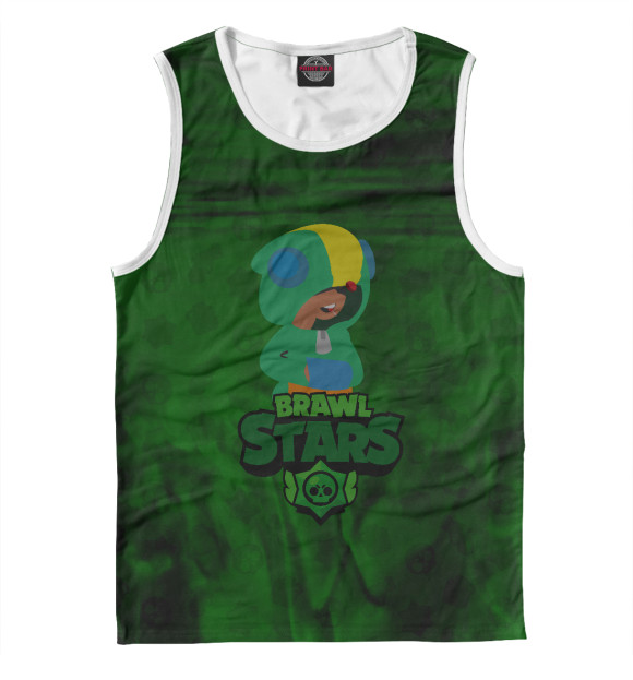 Майка для мальчика с изображением Brawl Stars: Leon цвета Белый