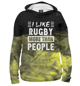 Мужское худи I like Rugby more than Peop