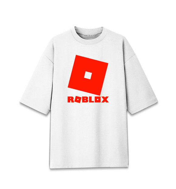 Женская футболка оверсайз с притом Roblox Logo цвета Белый Женская футболка оверсайз с изображением Roblox Logo цвета Белый