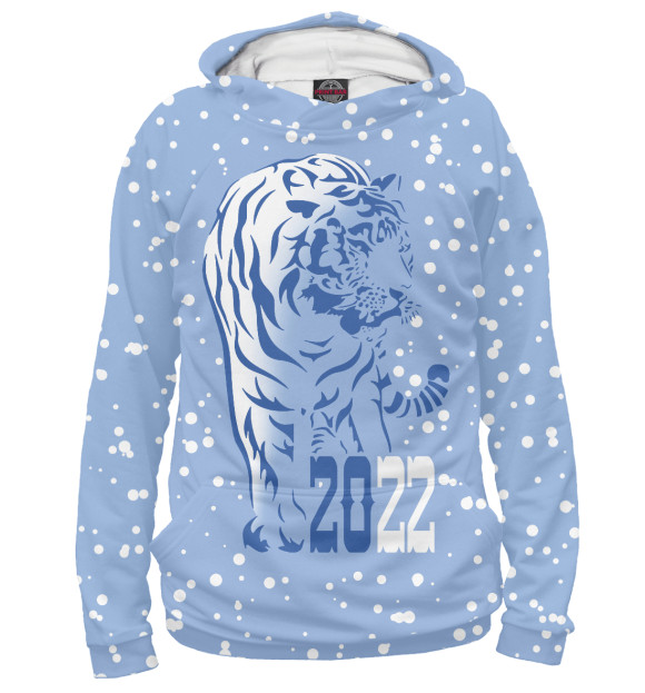 Худи для девочки с изображением Голубой водяной тигр цвета Белый