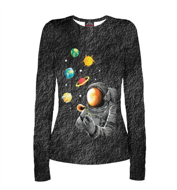 Женский лонгслив с изображением Astronauts Making Planets цвета Белый