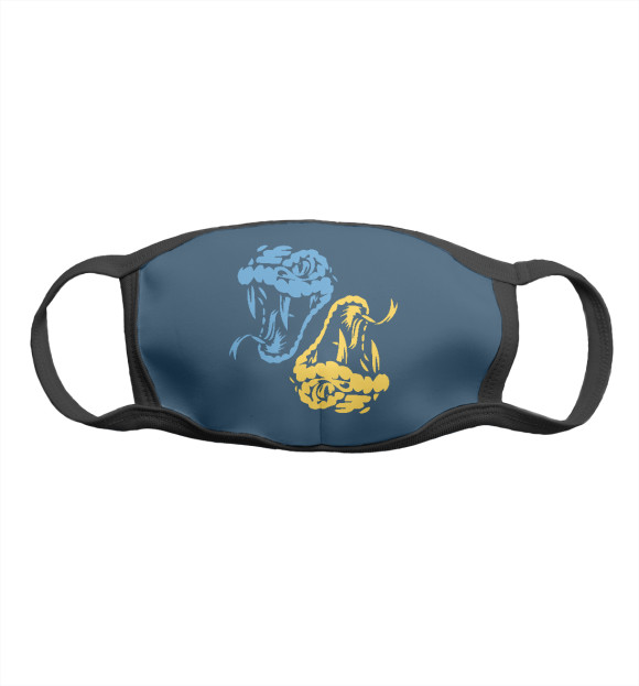 Маска тканевая с изображением Головы Питонов - Python цвета Белый