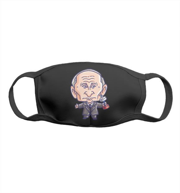 Маска тканевая с изображением Putin Sport цвета Белый