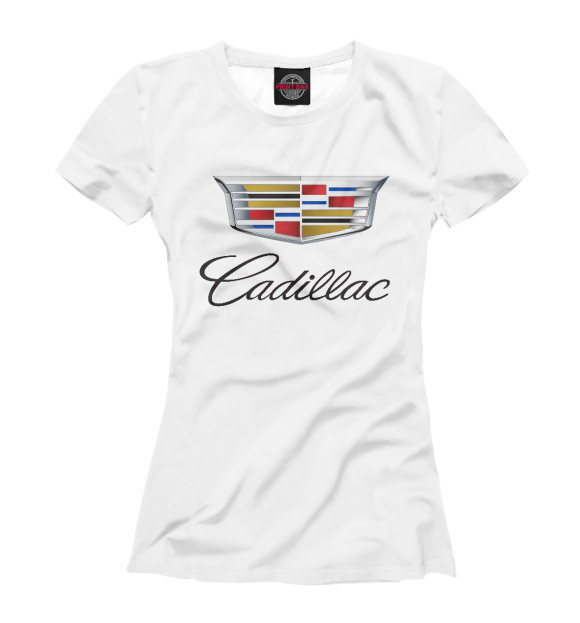 Женская футболка с изображением Cadillac цвета Белый