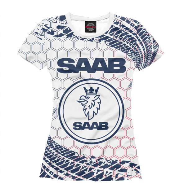 Женская футболка с изображением Saab цвета Белый