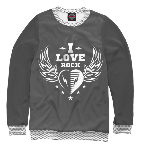 Женский свитшот с изображением I love Rock цвета Белый