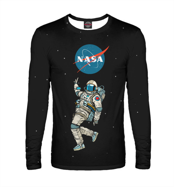 Мужской лонгслив с изображением Nasa цвета Белый