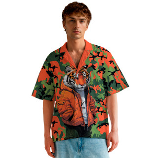 Мужская гавайская рубашка Тигр в оранжевой куртке