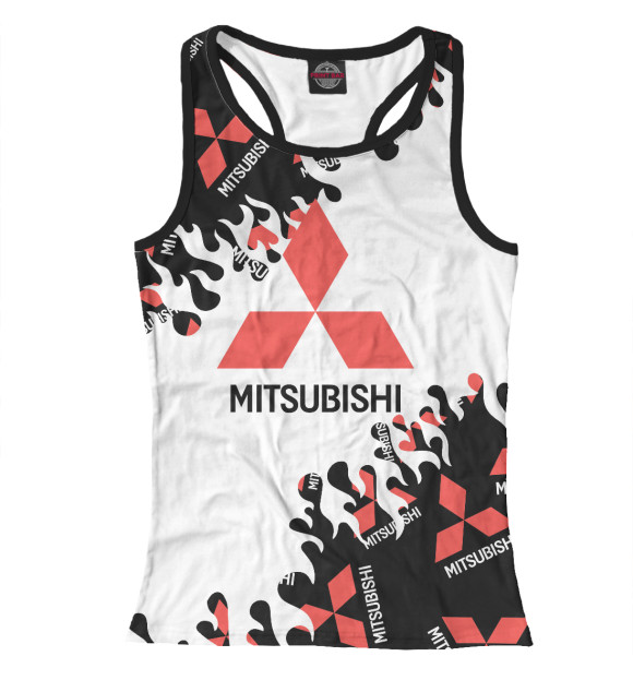 Женская майка-борцовка с изображением Mitsubishi цвета Белый