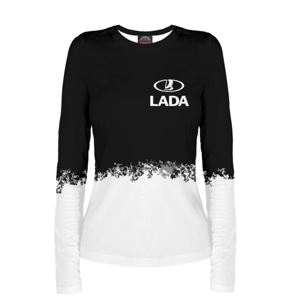Женский лонгслив с изображением LADA | Наш бренд +краски цвета Белый