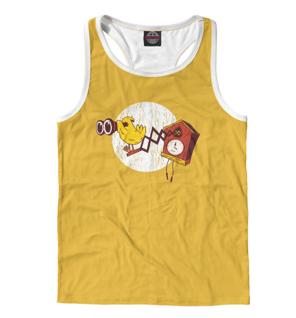 Мужская майка-борцовка с изображением Часы с кукушкой цвета Белый