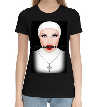 Женская хлопковая футболка Монашка