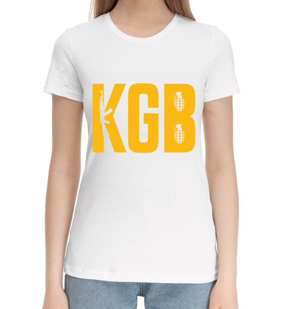 Женская хлопковая футболка с изображением KGB цвета Белый
