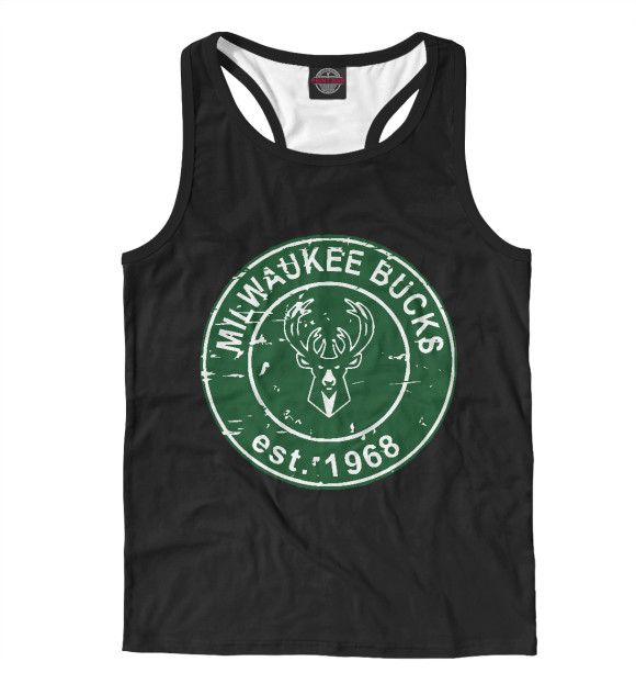 Мужская майка-борцовка с изображением Milwaukee Bucks цвета Белый