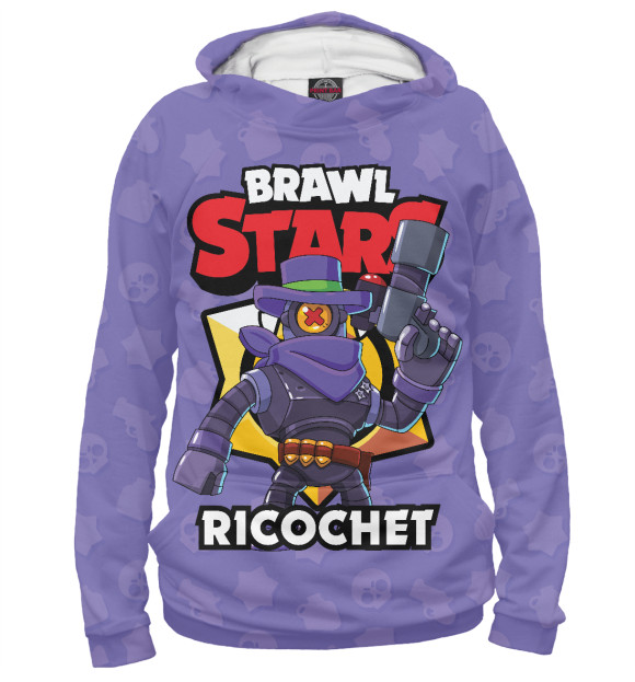 Мужское худи с изображением Brawl stars Ricochet цвета Белый