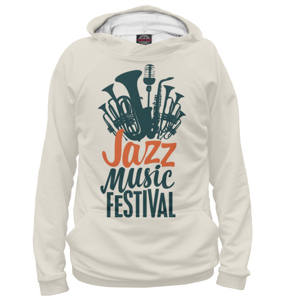 Женское худи с изображением Jazz цвета Белый