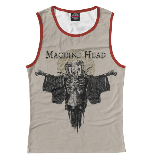 Женская майка с притом Machine head цвета Белый Женская майка с изображением Machine head цвета Белый