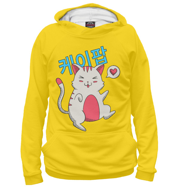 Мужское худи с изображением K-POP cat цвета Белый