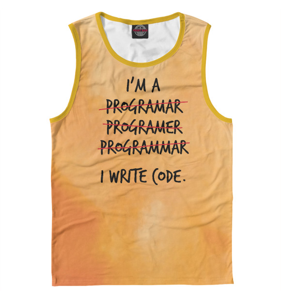Мужская майка с изображением I'm a programmer цвета Белый