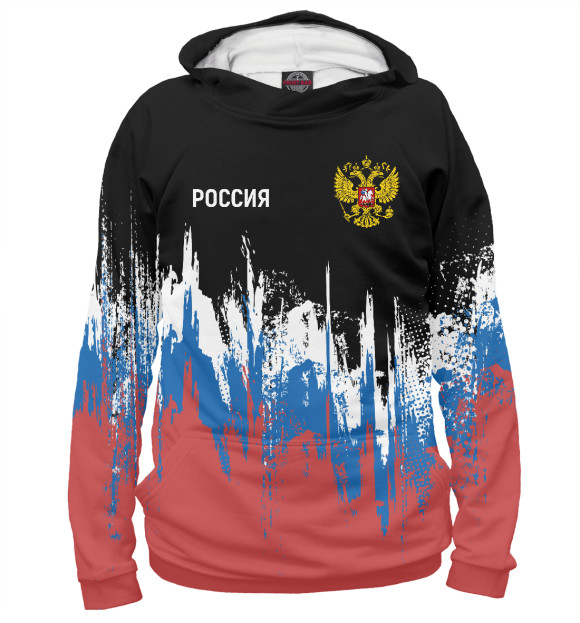 Мужское худи с изображением Россия цвета Белый