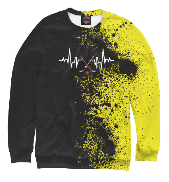 Свитшот для девочек с изображением Hockey Player Heartbeat цвета Белый