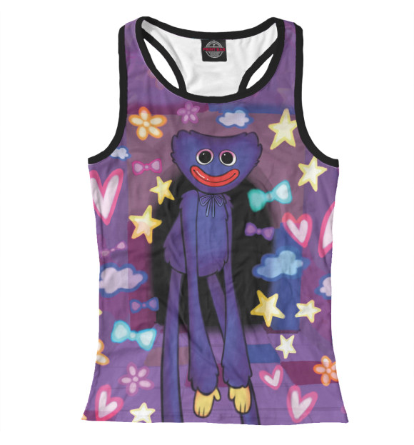 Женская майка-борцовка с притом Хагги Вагги милота цвета Белый Женская майка-борцовка с изображением Хагги Вагги милота цвета Белый