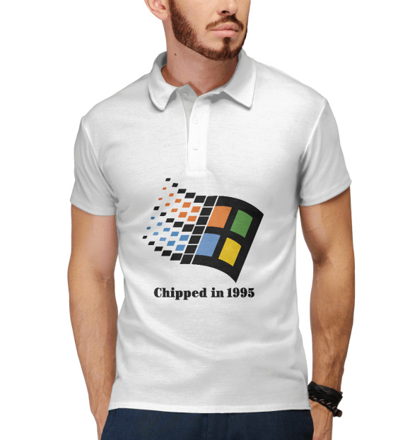 Мужское поло с изображением 1995 цвета Белый