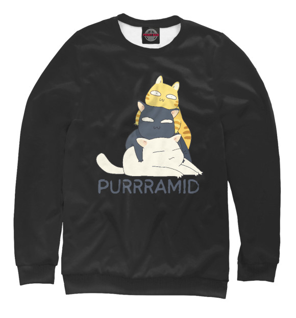 Свитшот для мальчиков с изображением Purrramid цвета Белый