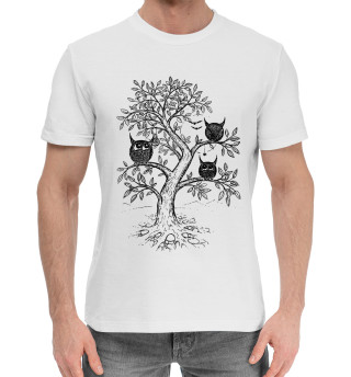 Хлопковая футболка для мальчиков Совята на дереве
