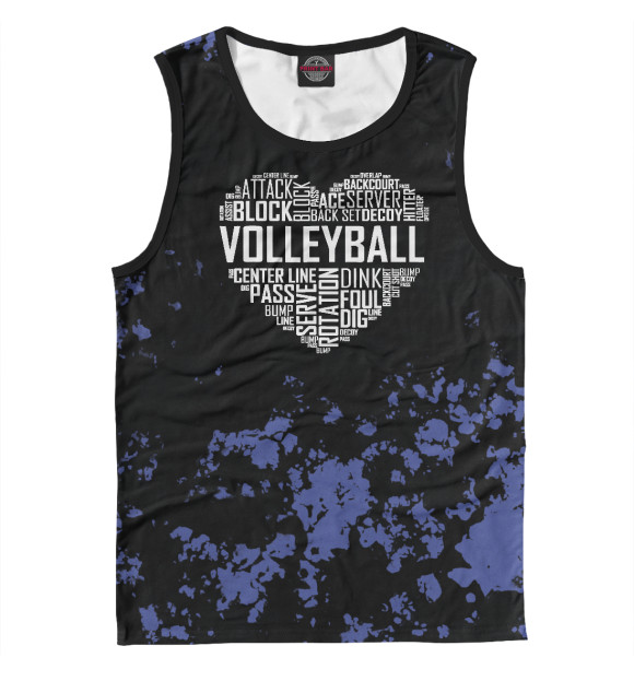 Мужская майка с изображением Volleyball  Heart цвета Белый