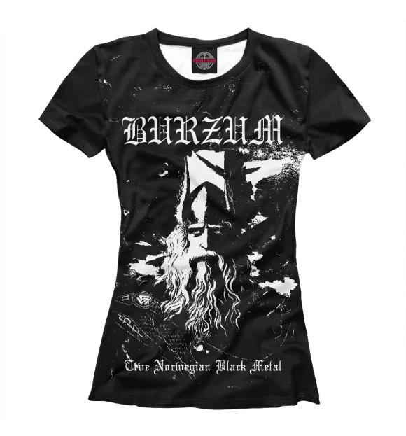 Женская футболка с изображением Burzum Black Metal цвета Белый