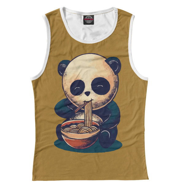 Майка для девочки с притом Панда и вкусняшка цвета Белый Майка для девочки с изображением Панда и вкусняшка цвета Белый