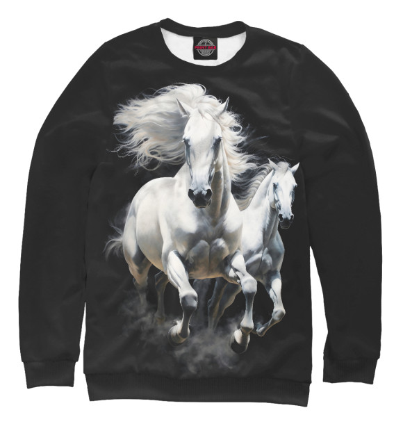 Свитшот для мальчиков с изображением Два белых коня цвета Белый
