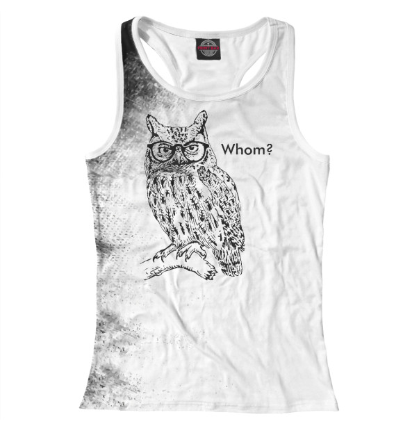 Женская майка-борцовка с изображением Smart Hipster Owl цвета Белый