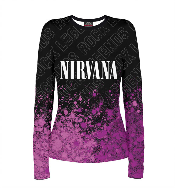 Женский лонгслив с изображением Nirvana Rock Legends (пурпур) цвета Белый
