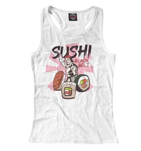 Женская майка-борцовка с изображением Черный пояс по суши цвета Белый